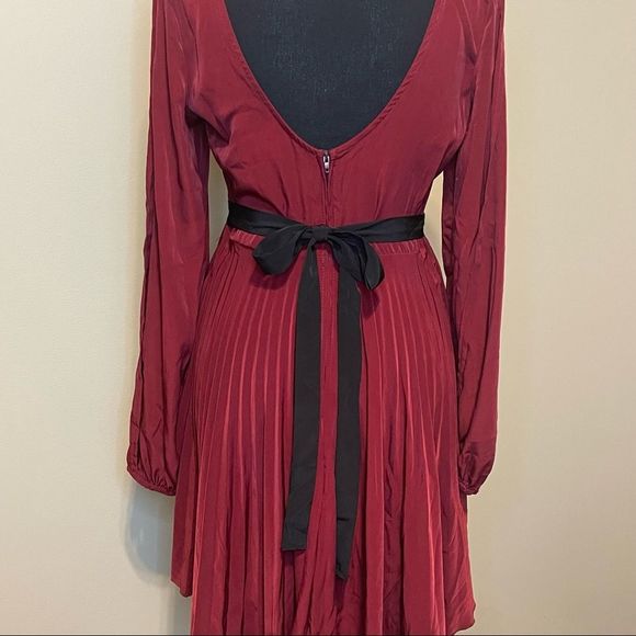 Beautiful Dark Red Pleated Cocktail Dress - Picture 8 of 9